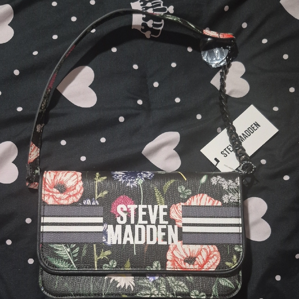 Steve Madden Black Floral Bag